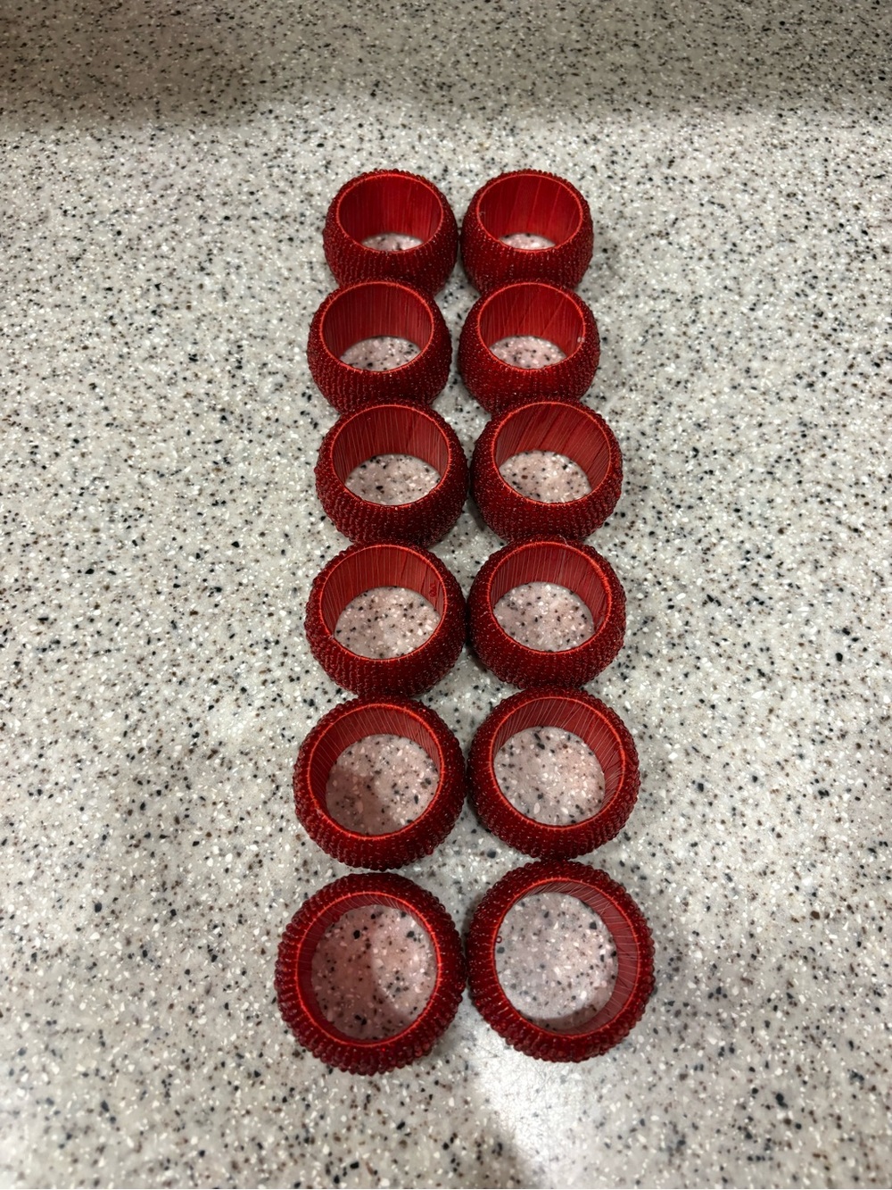 Classic red beaded napkin rings. Set Of 12